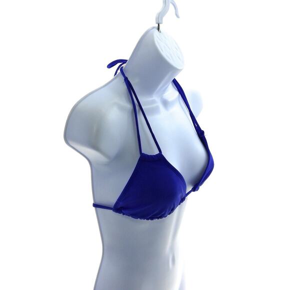 No Boundaries Blue Basic Halter Tie Neck and Back Swim Top Size Small - Picture 8 of 12